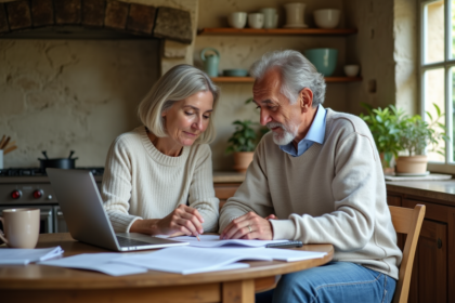Couple français discutant à la cuisine ensoleillée