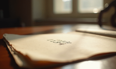 Document juridique vintage français ouvert sur un bureau en bois