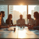 Groupe de professionnels collaborant dans un bureau lumineux