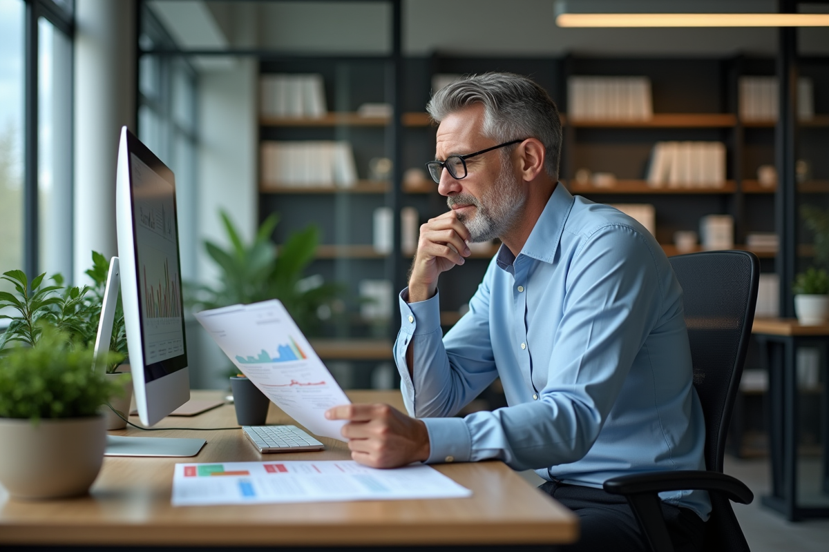 Homme d'affaires en réunion dans un bureau moderne