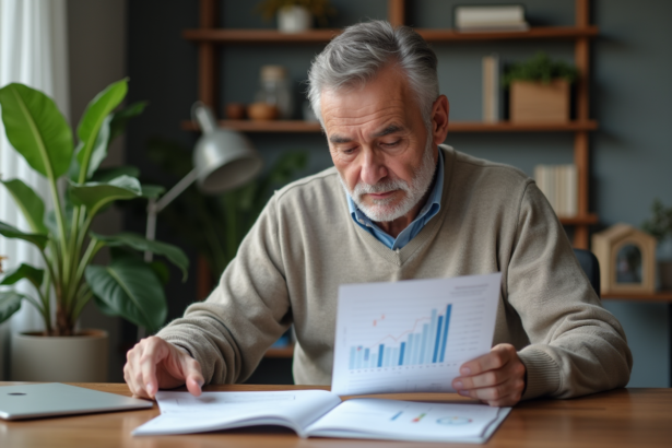 Homme d'affaires étudiant des documents financiers dans un bureau moderne
