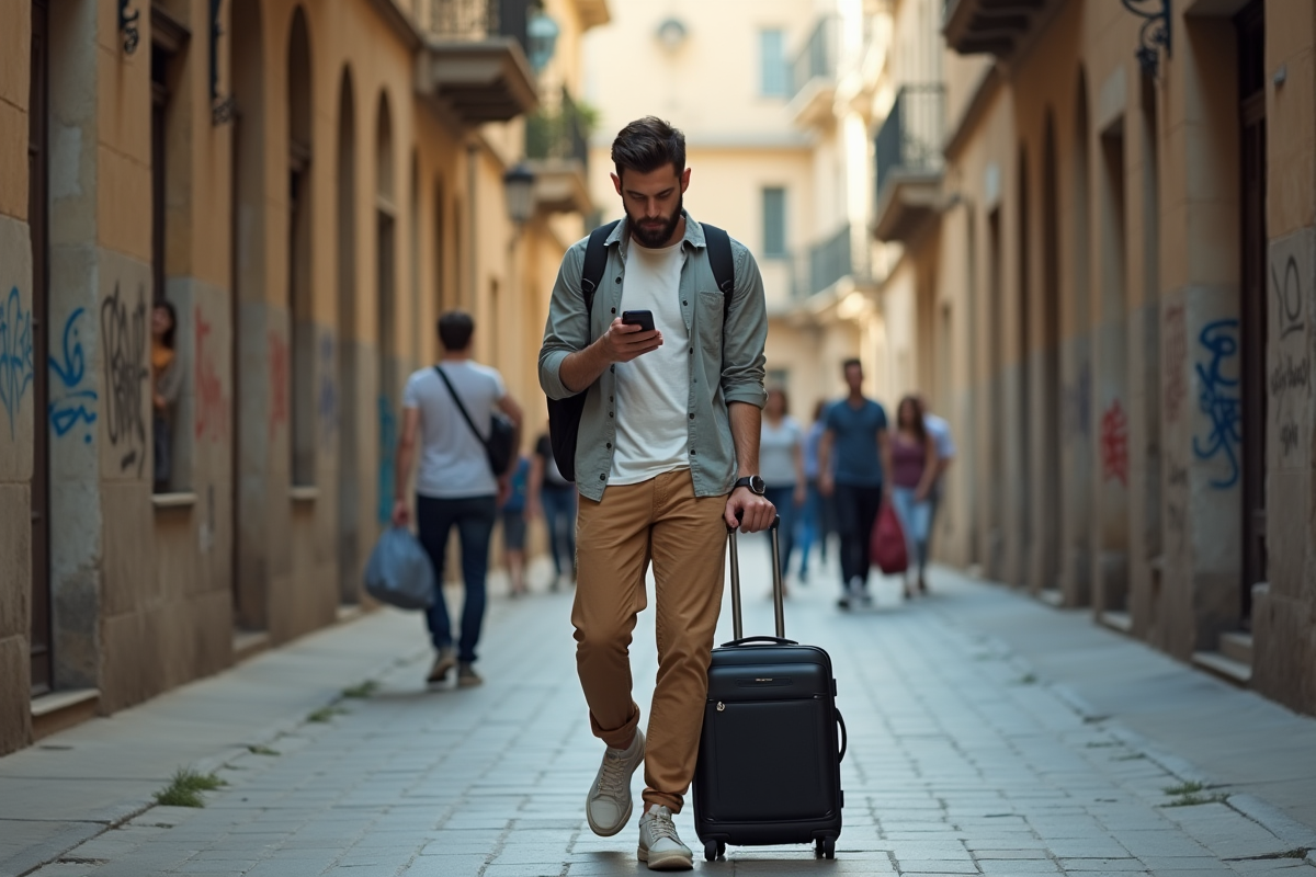 Jeune homme fatigué dans une rue urbaine