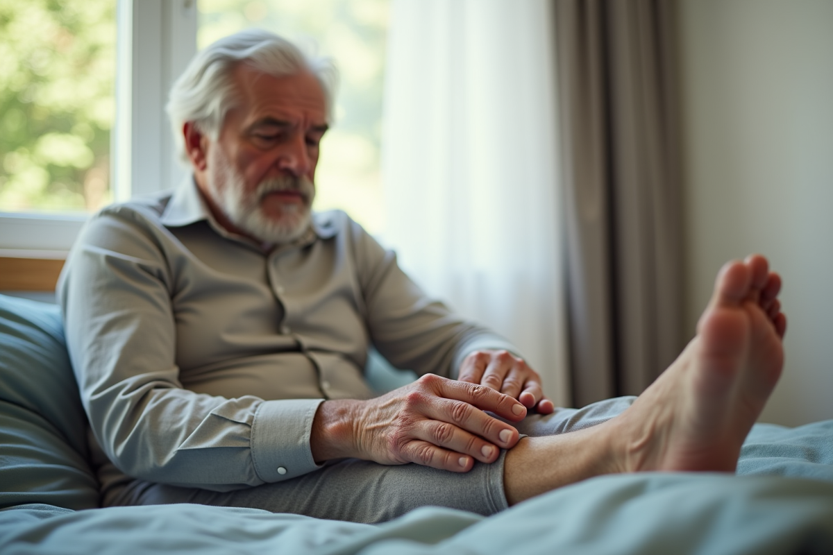 Personne soucieuse de son pied dans un environnement propre